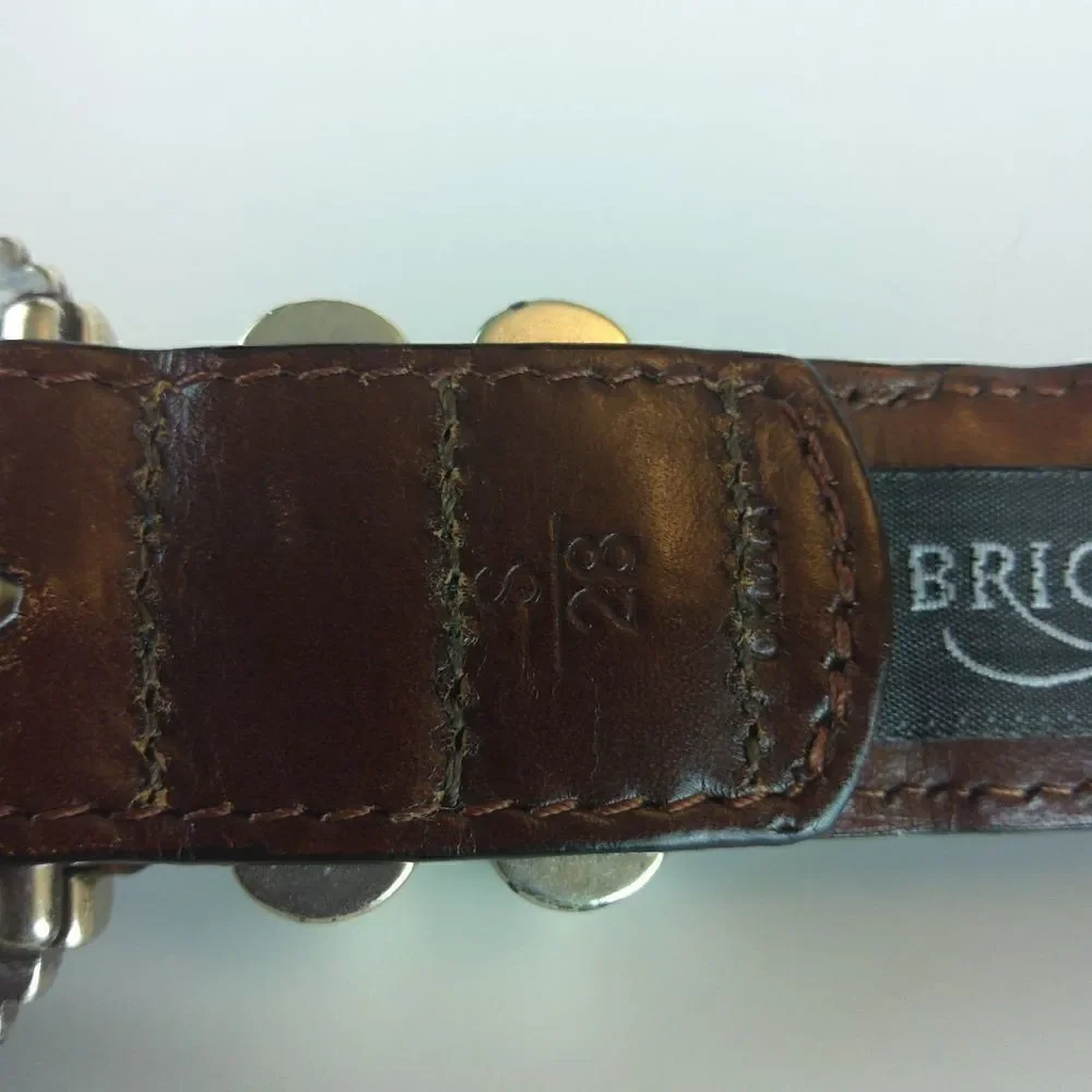 Brighton brown weaved leather belt with decorative silver buckle SZ. S/28